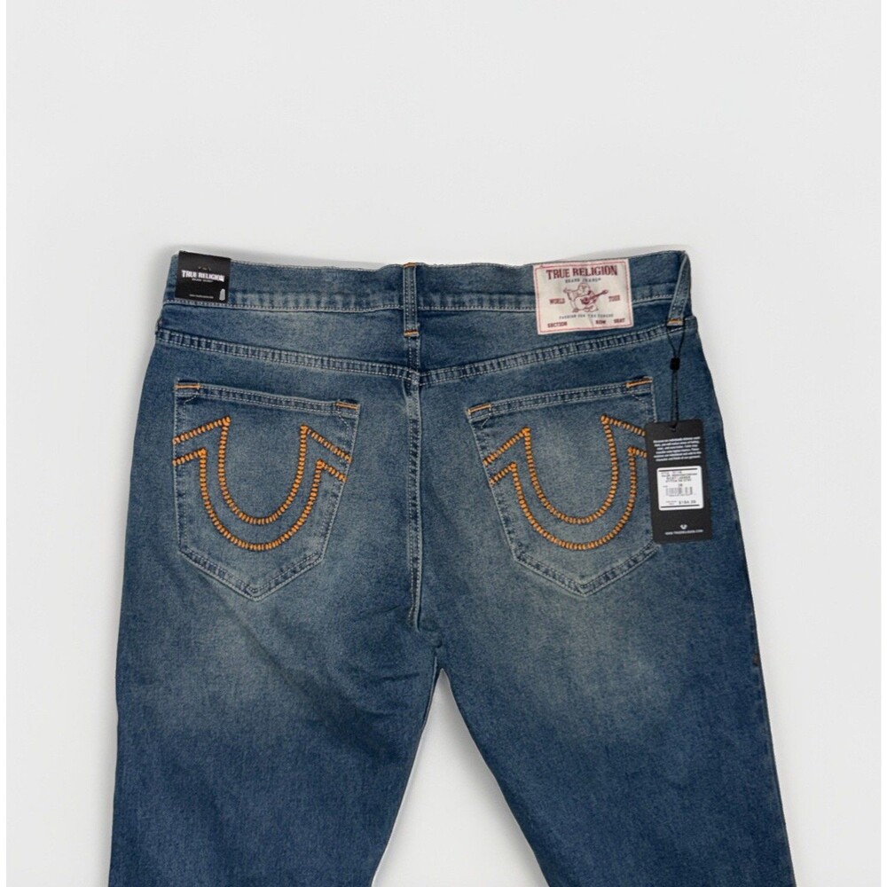 True Religion Ricky Ladder Relaxed Straight Jeans 36x34 Denim Stretch MSRP $184
